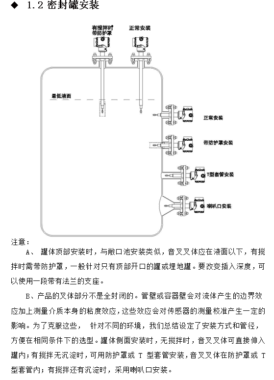 在線密度濃度計密封罐安裝